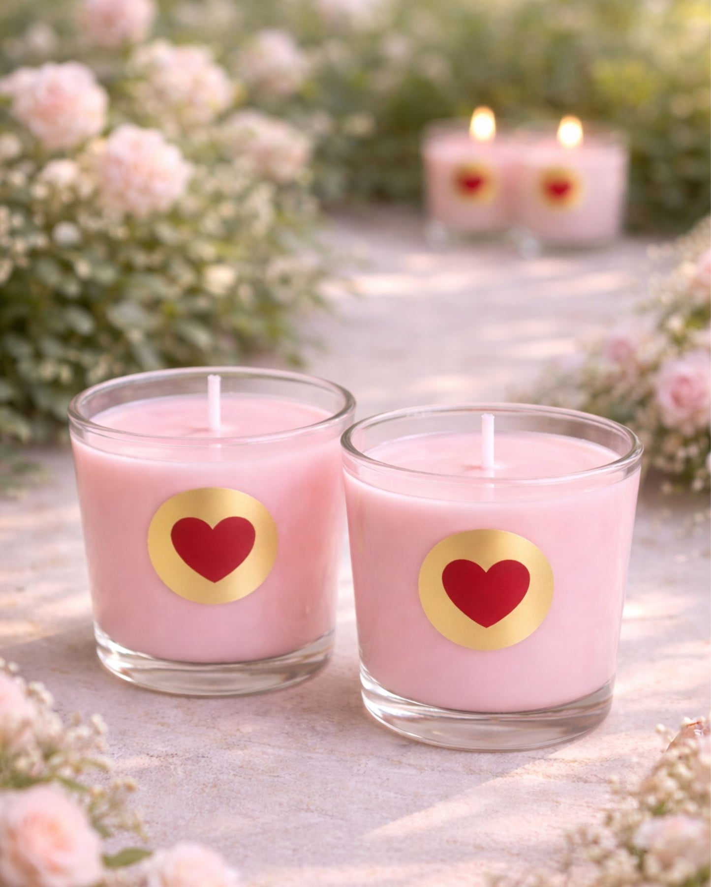 Blooming Pink glass Jar candle set of 2