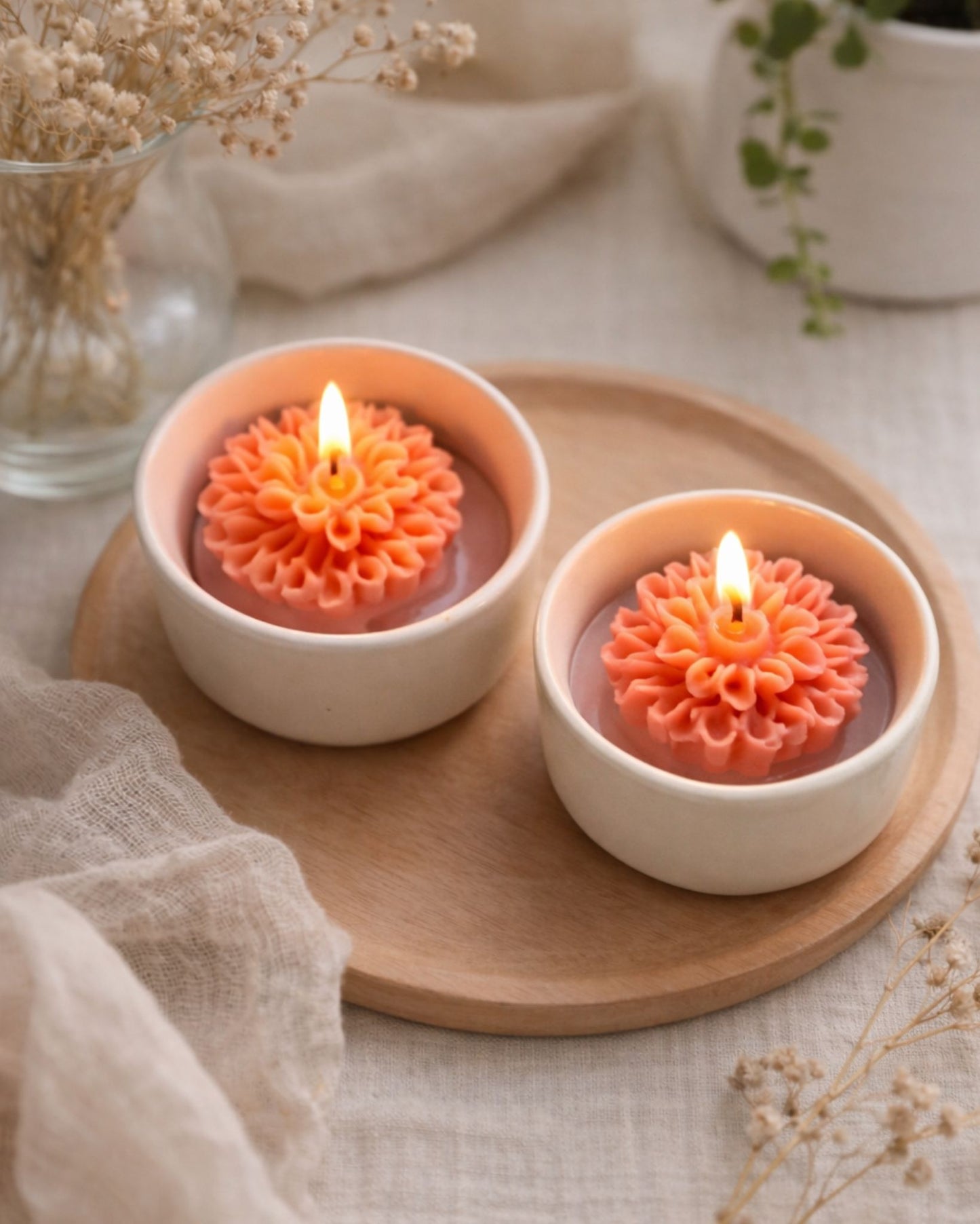 Blooming Daisy | Ceramic Candle Set of 2