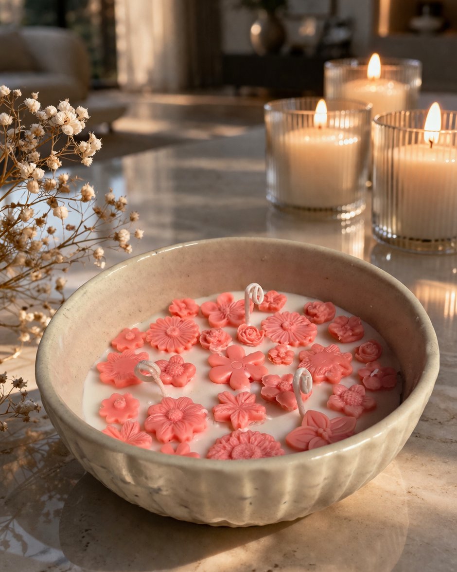 Garden Elegance Bowl | Floral Ceramic Urli Candle