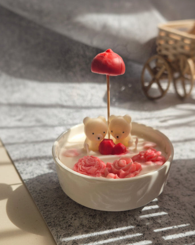 Garden Love Story | Couple Teddy Ceramic Bowl Candle