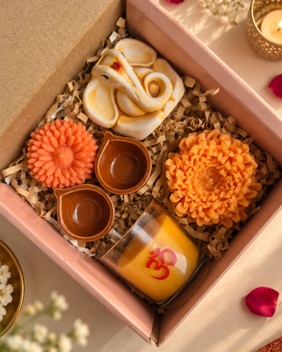 SHUBH KAMANA  Scented Candle & Clay Ganesha Hamper