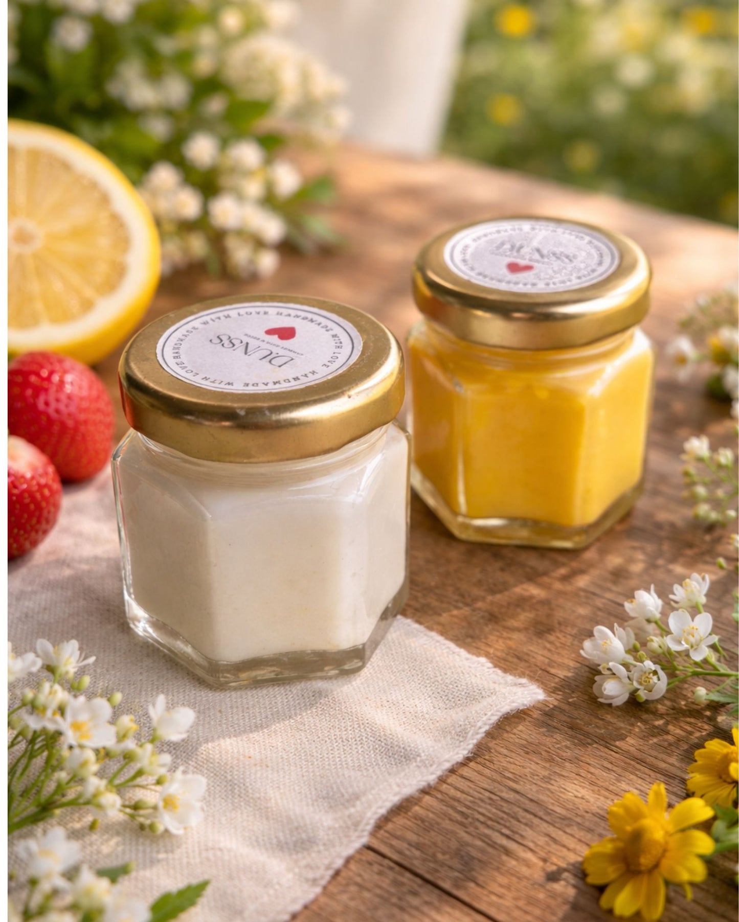 Mini Hexagonal Glass Jar Candle Set of 2 | Floral & Fruity