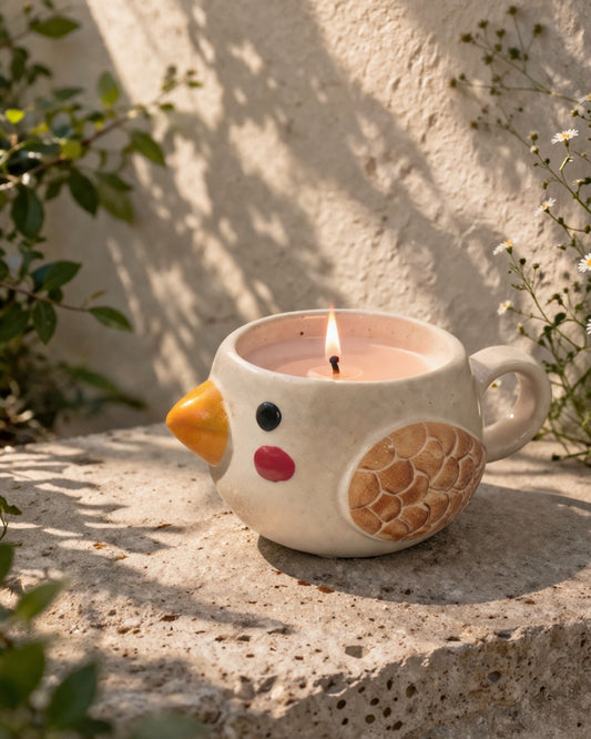 Bird Cup Candle | Ceramic Chick Mug Candle