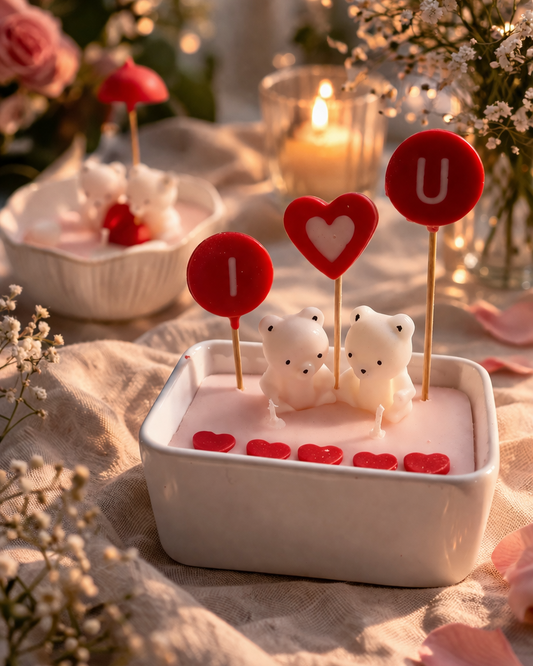 Unsaid Love Story I  Couple teddy I love you candle