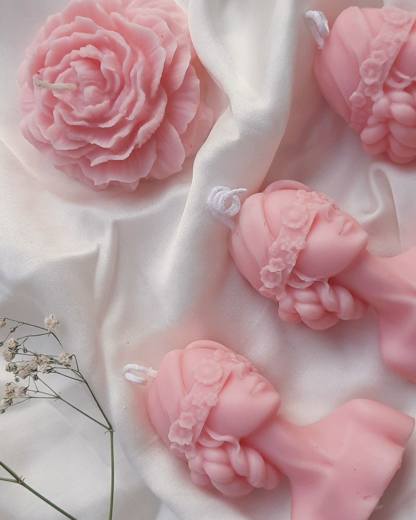 Sculpted Lady  & Peony Bloom candle set of 2