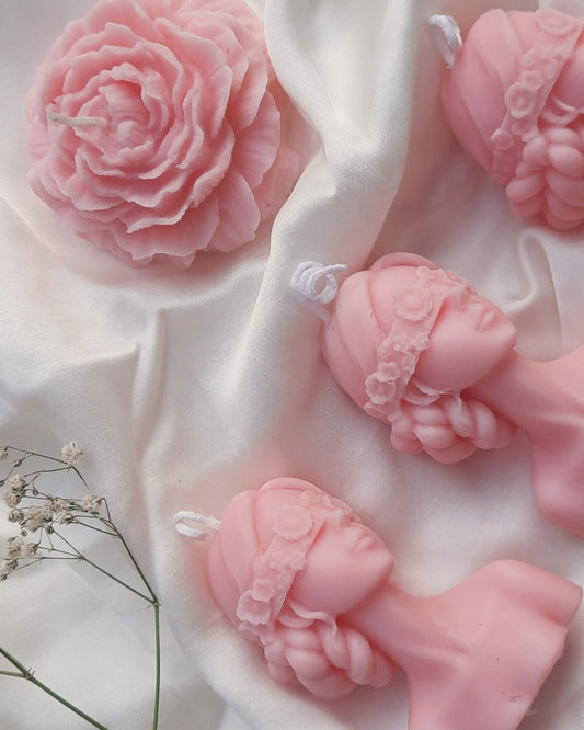 Sculpted Lady  & Peony Bloom candle set of 2