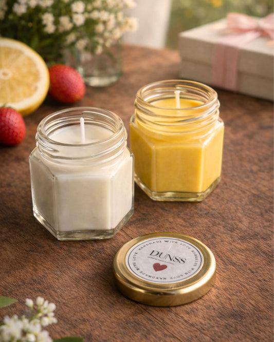 Mini Hexagonal Glass Jar Candle Set of 2 | Floral & Fruity